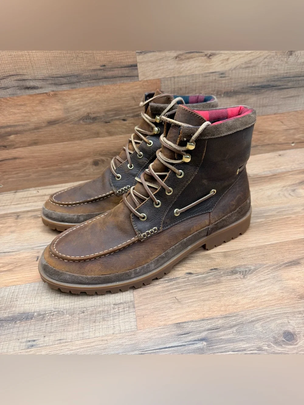 Sperry AO Lug Boots Leather Men size 11.5 Brown Waterproof chelsea ankle work 6